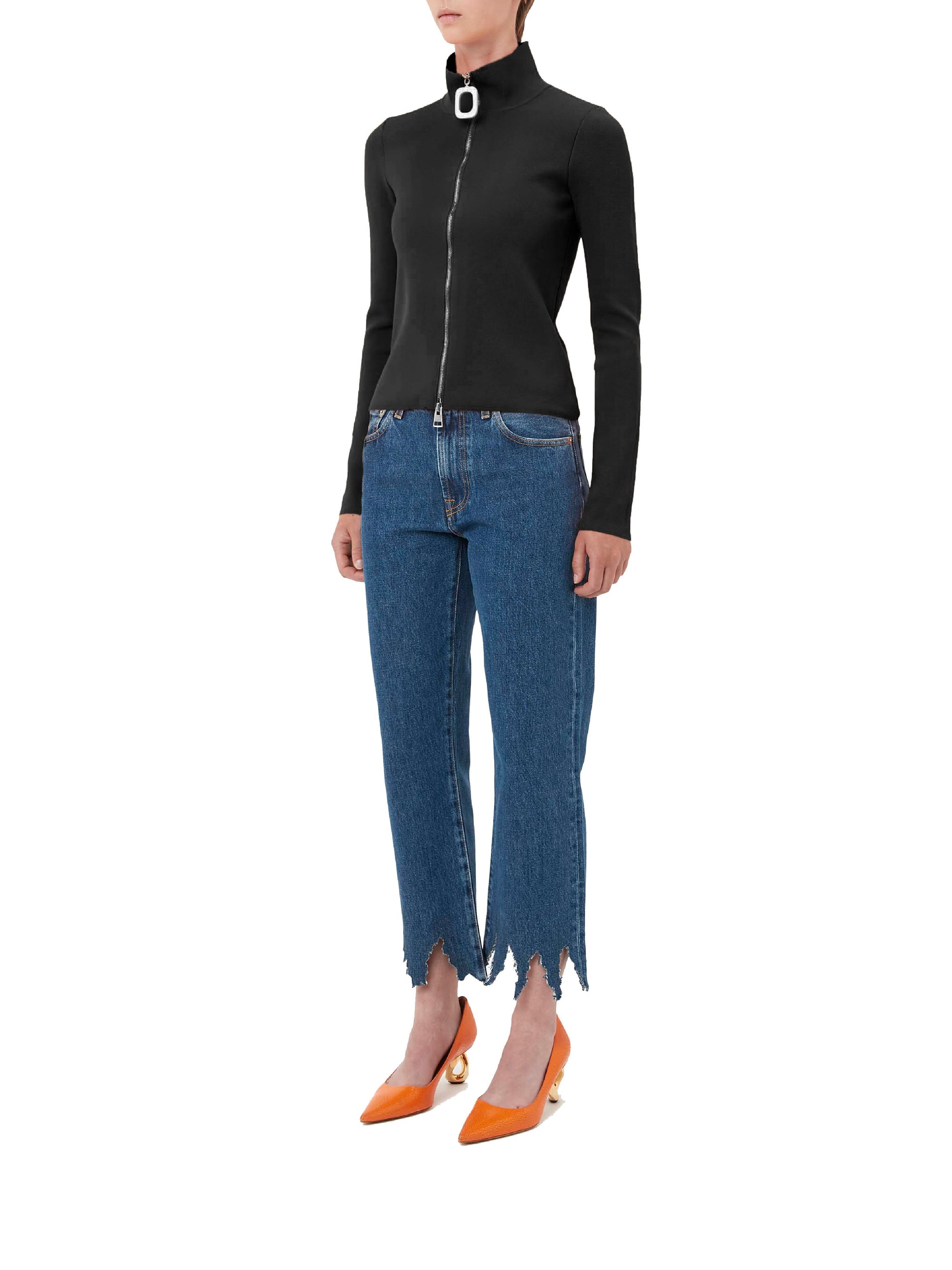 Waistcoat with zip and stand-up collar - Black