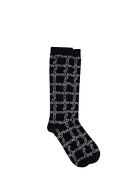 Chaussettes Longues À Grille Et Logo - Black/White