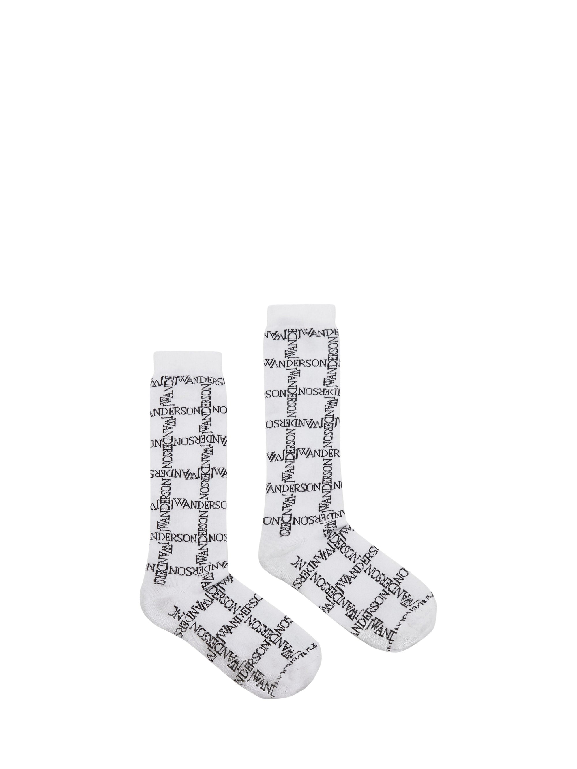 Chaussettes Longues À Grille Et Logo - White/Black