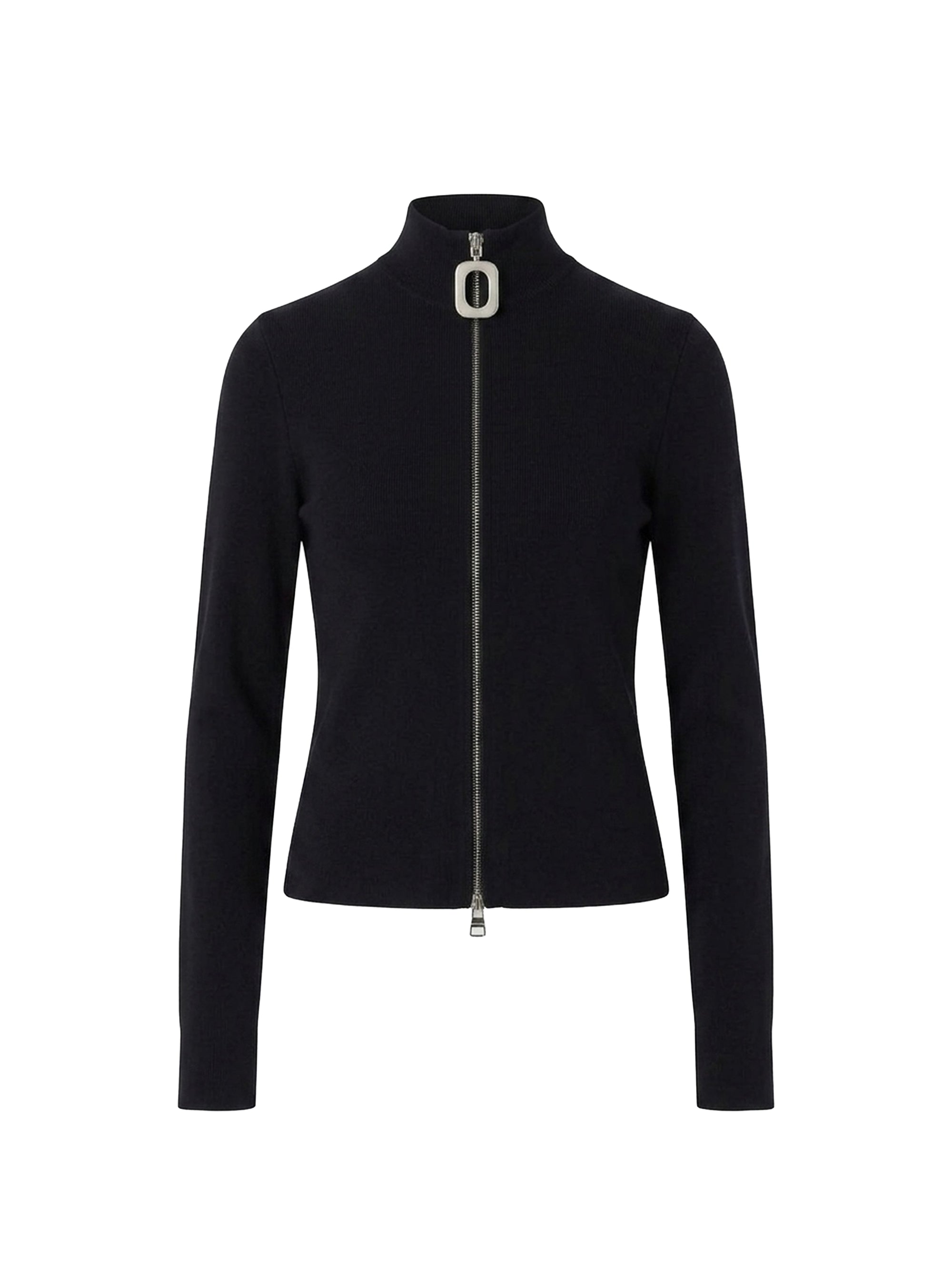Waistcoat with zip and stand-up collar - Black