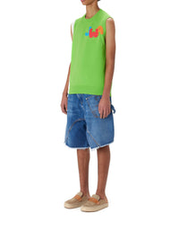 Pull sans manches avec logo en maille - Green