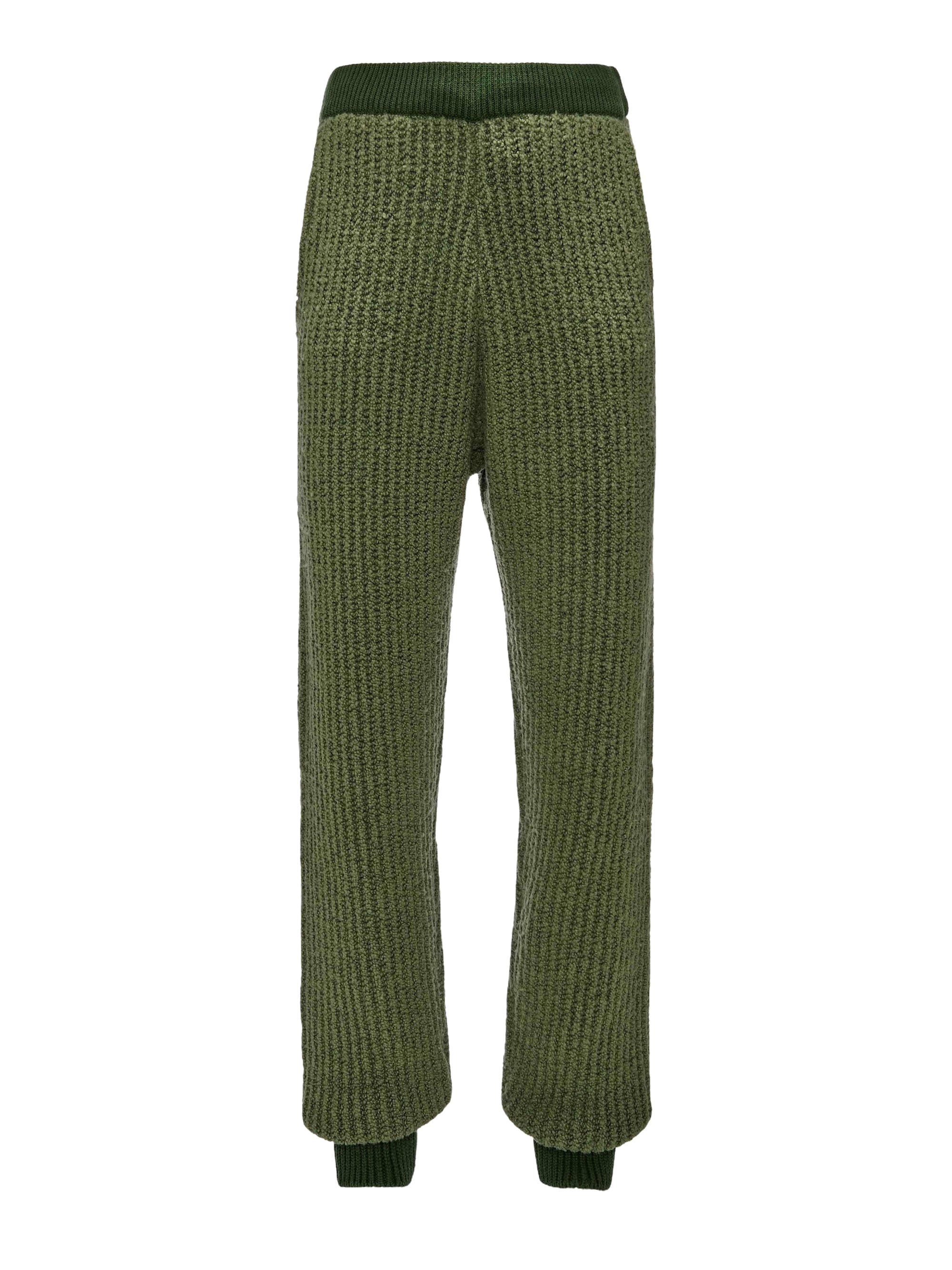 Pantalon de survêtement texturé en laine - Olive