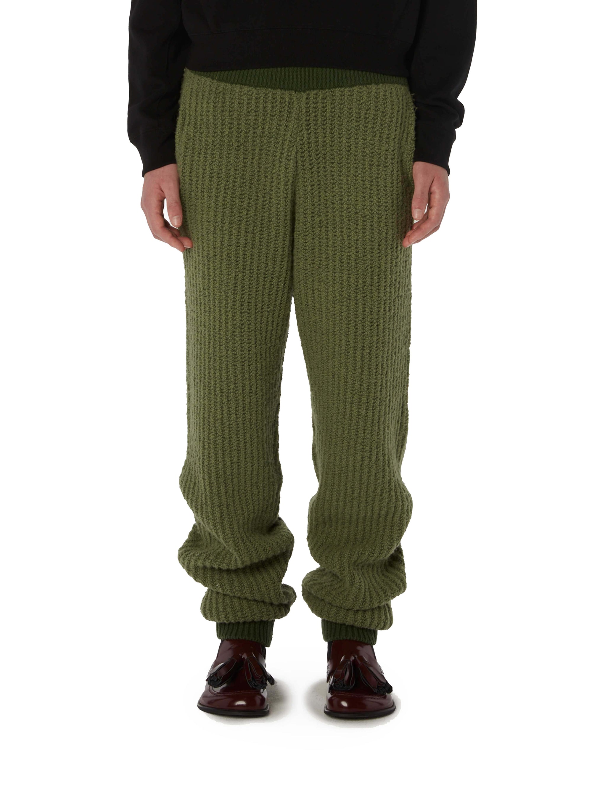 Pantalon de survêtement texturé en laine - Olive