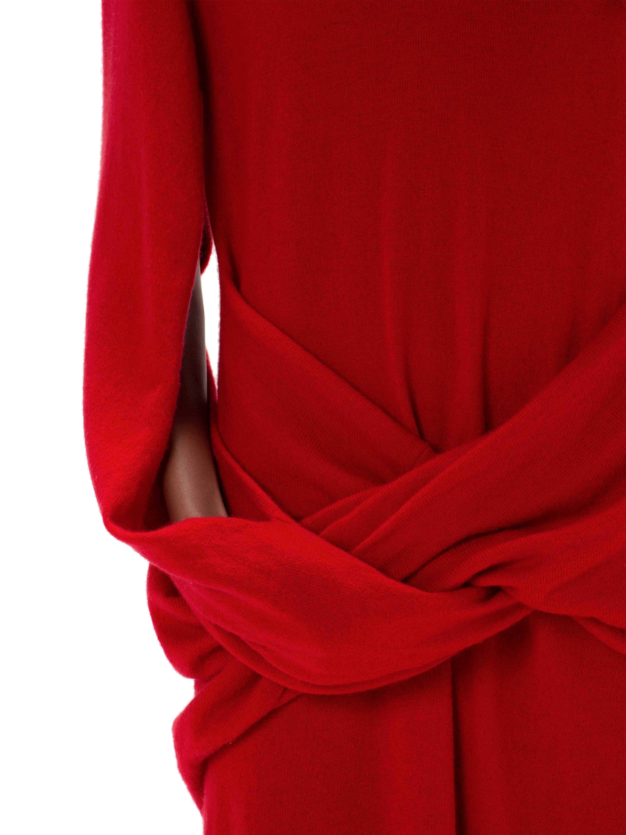 Robe Asymétrique Avec Drapé Sur Le Devant - Bright Red