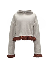 Sweatshirt avec ourlet satiné en laine - Light Grey
