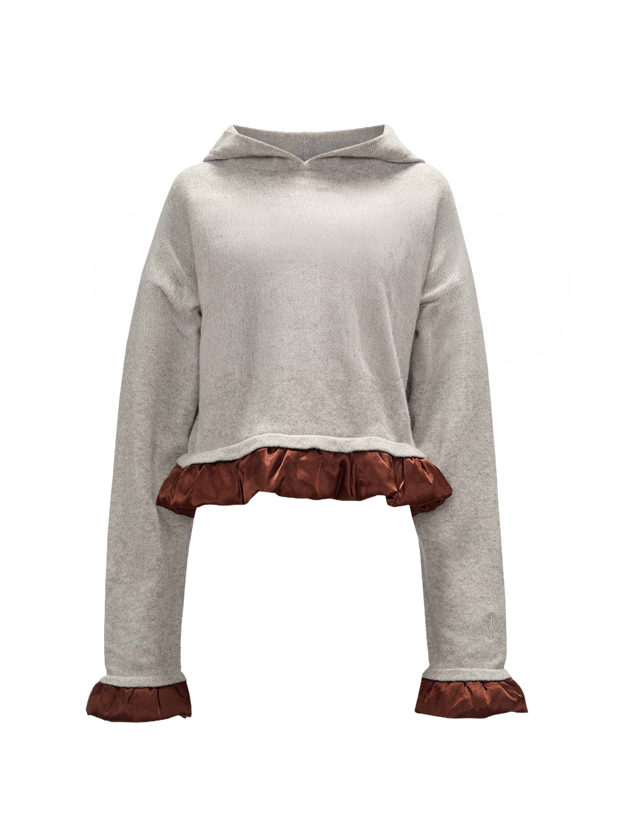 Sweatshirt avec ourlet satiné en laine - Light Grey