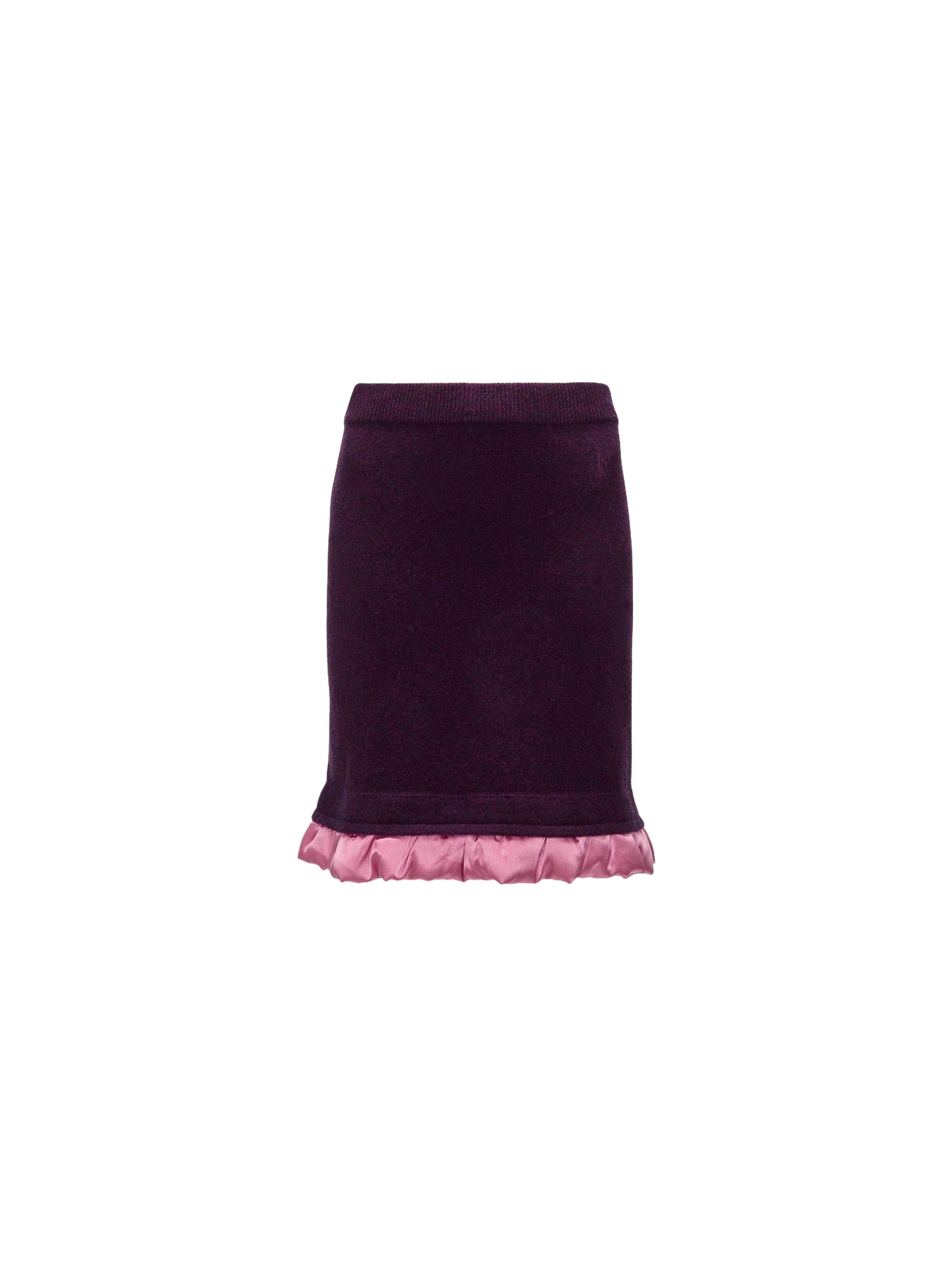 Jupe courte bordée de satin en laine - Plum