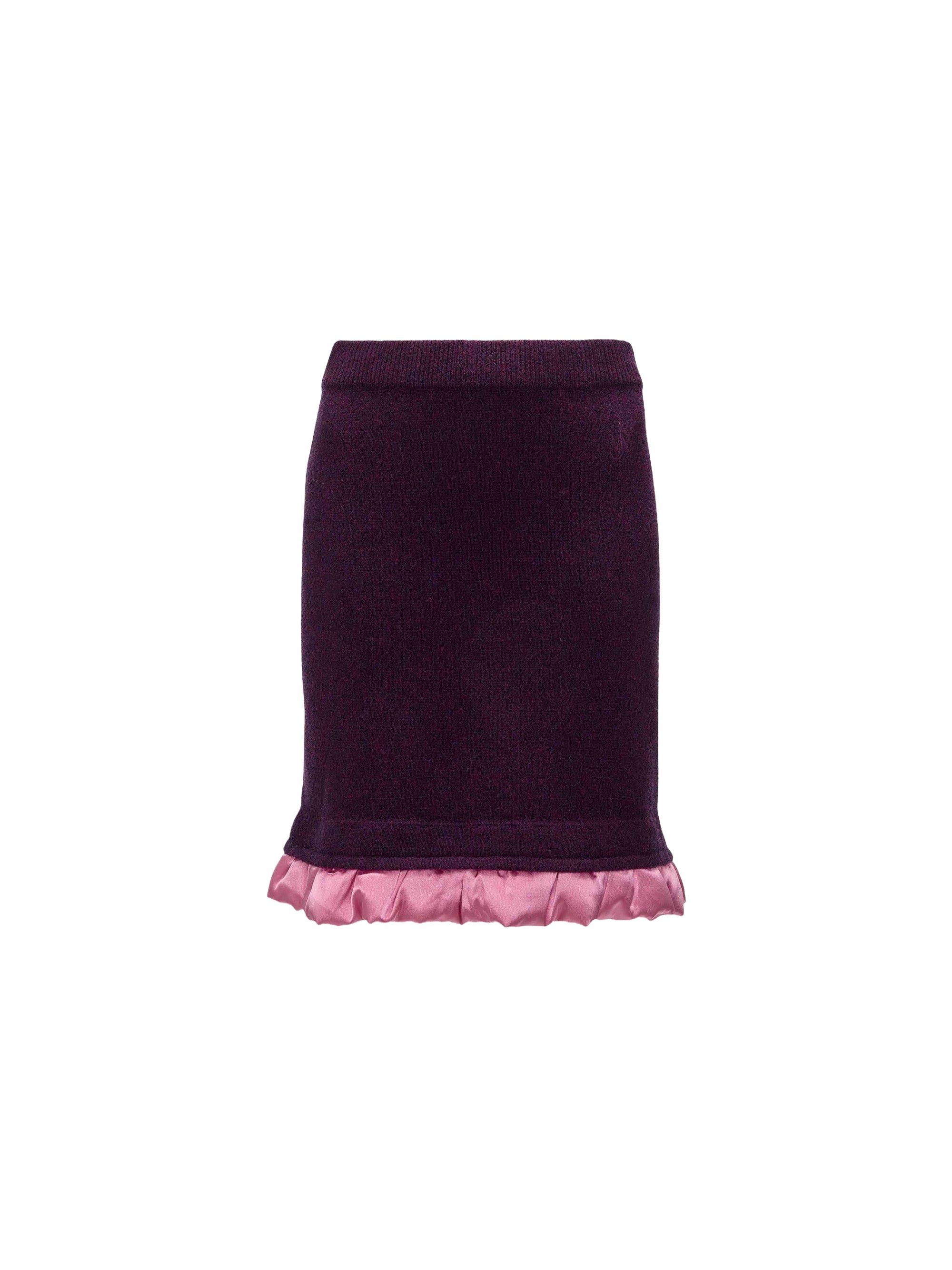 Jupe courte bordée de satin en laine - Plum