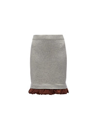 Jupe courte bordée de satin en laine - Light Grey