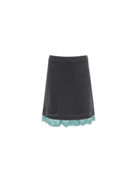 Jupe courte bordée de satin en laine - Dark Grey