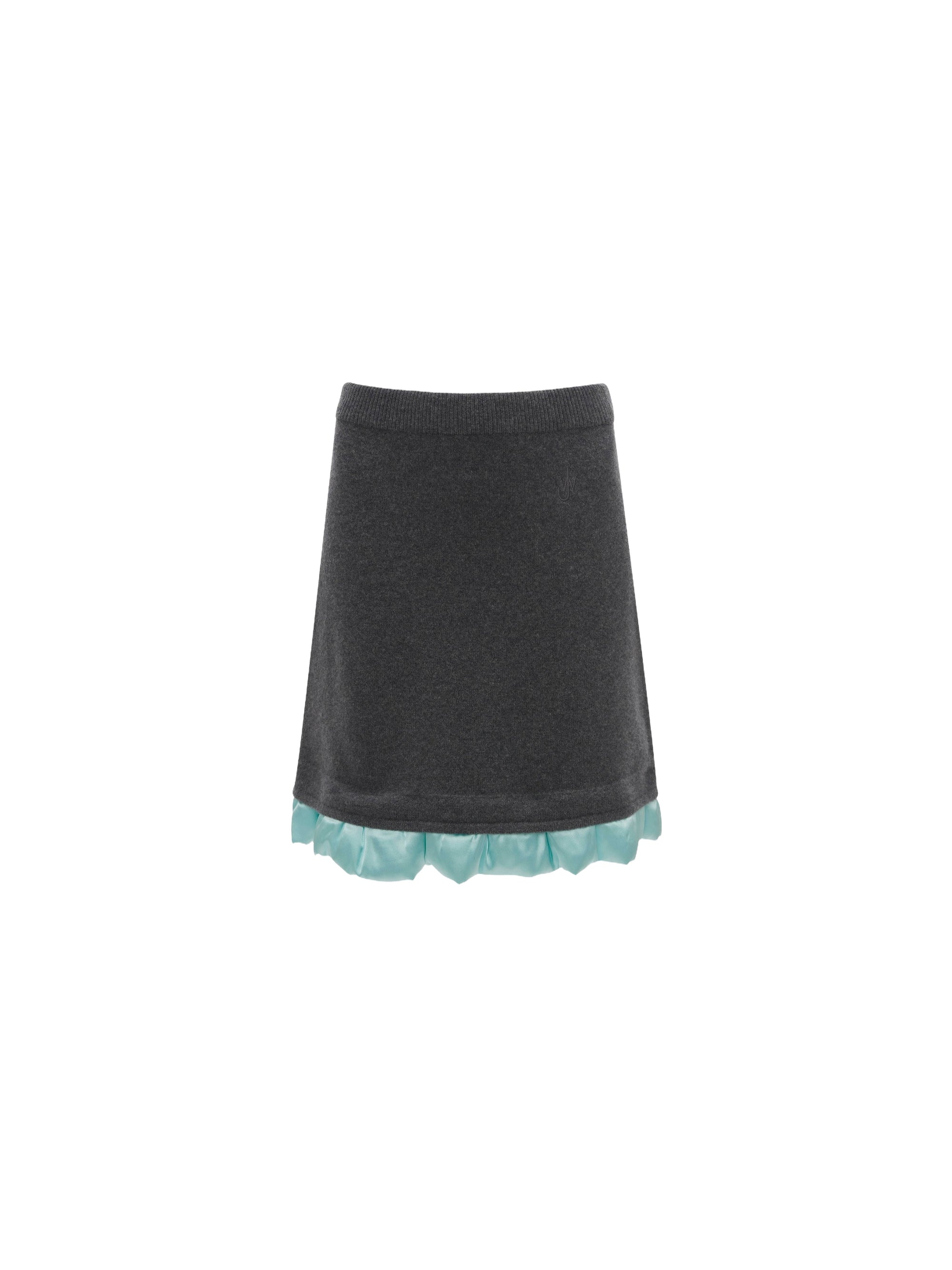 Jupe courte bordée de satin en laine - Dark Grey