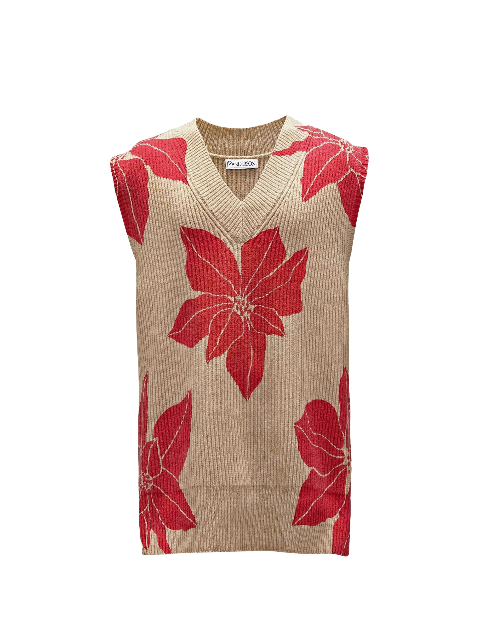 Pull sans manches à col V en laine - Oatmeal
