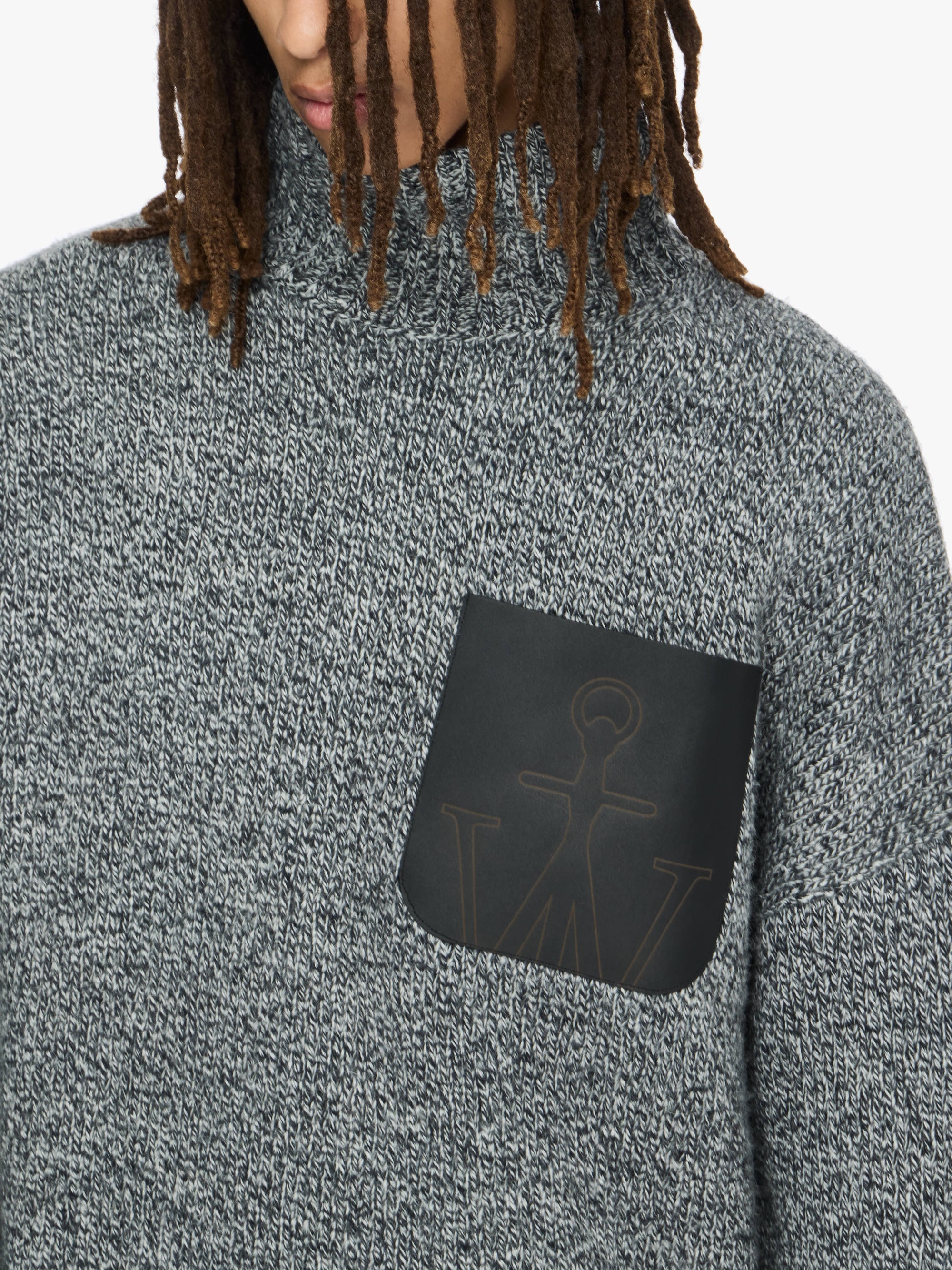 Pull À Poches En Cuir - Grey