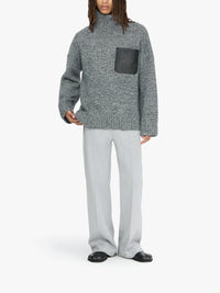 Pull À Poches En Cuir - Grey