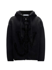 Sweat À Capuche Avec Fermeture Éclair Et Motif Ancres - Black