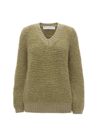 Wool V-neck jumper - Flax