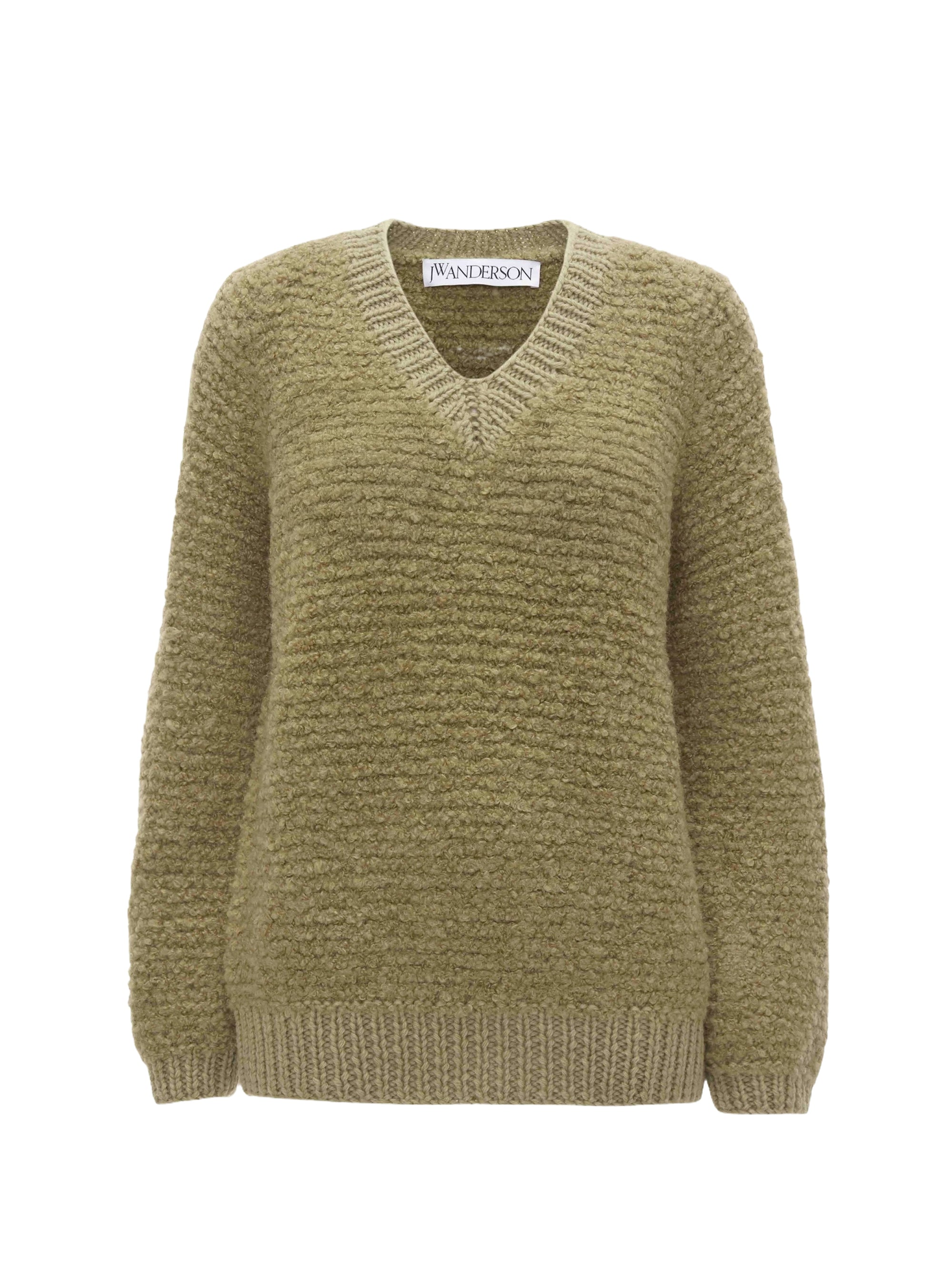Wool V-neck jumper - Flax