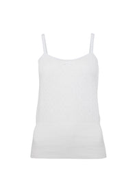 Gilet à Col Droit En Pointelle - White