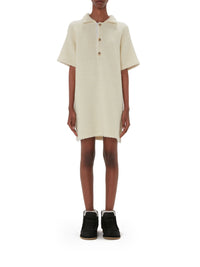 Robe polo à manches courtes en laine - Pale Yellow