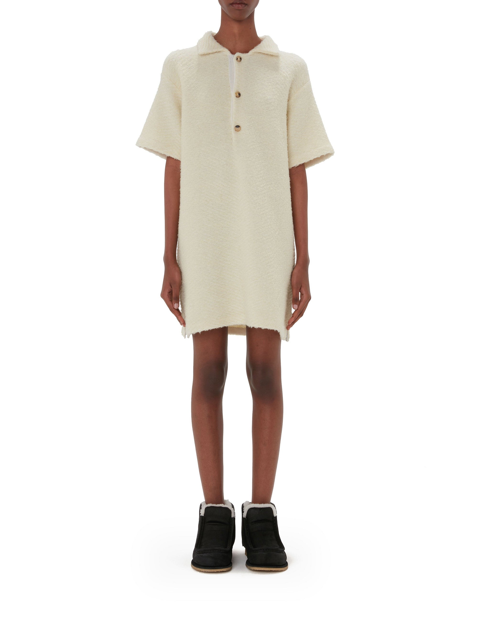 Robe polo à manches courtes en laine - Pale Yellow