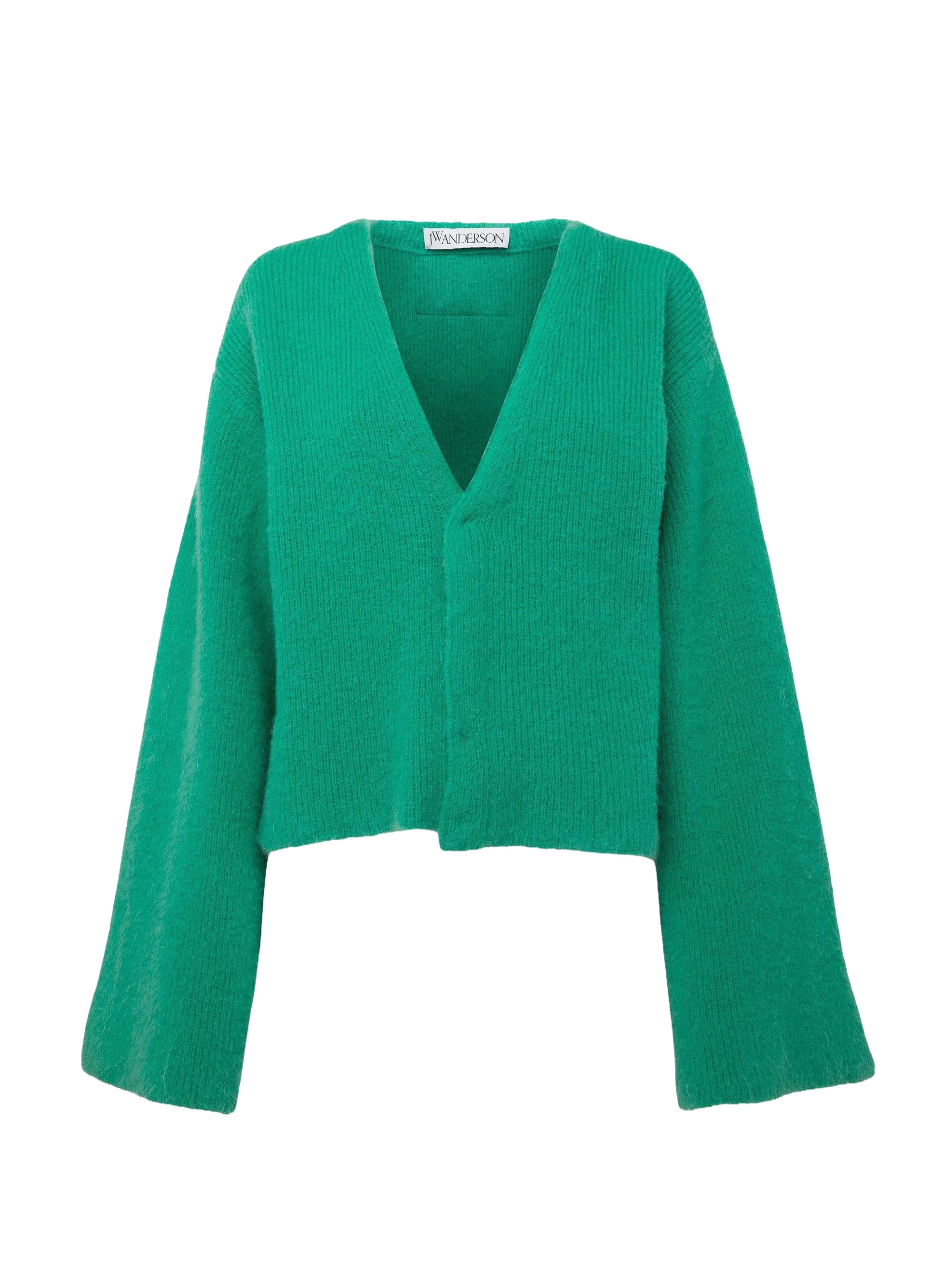 Cardigan à col V et manches évasées en laine mélangée - Jade