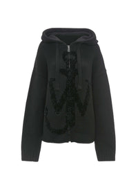 Sweat À Capuche Avec Fermeture Éclair Et Motif Ancres - Black