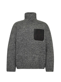 Pull À Poches En Cuir - Grey