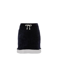 Short skirt with contrast hem in wool - Navy