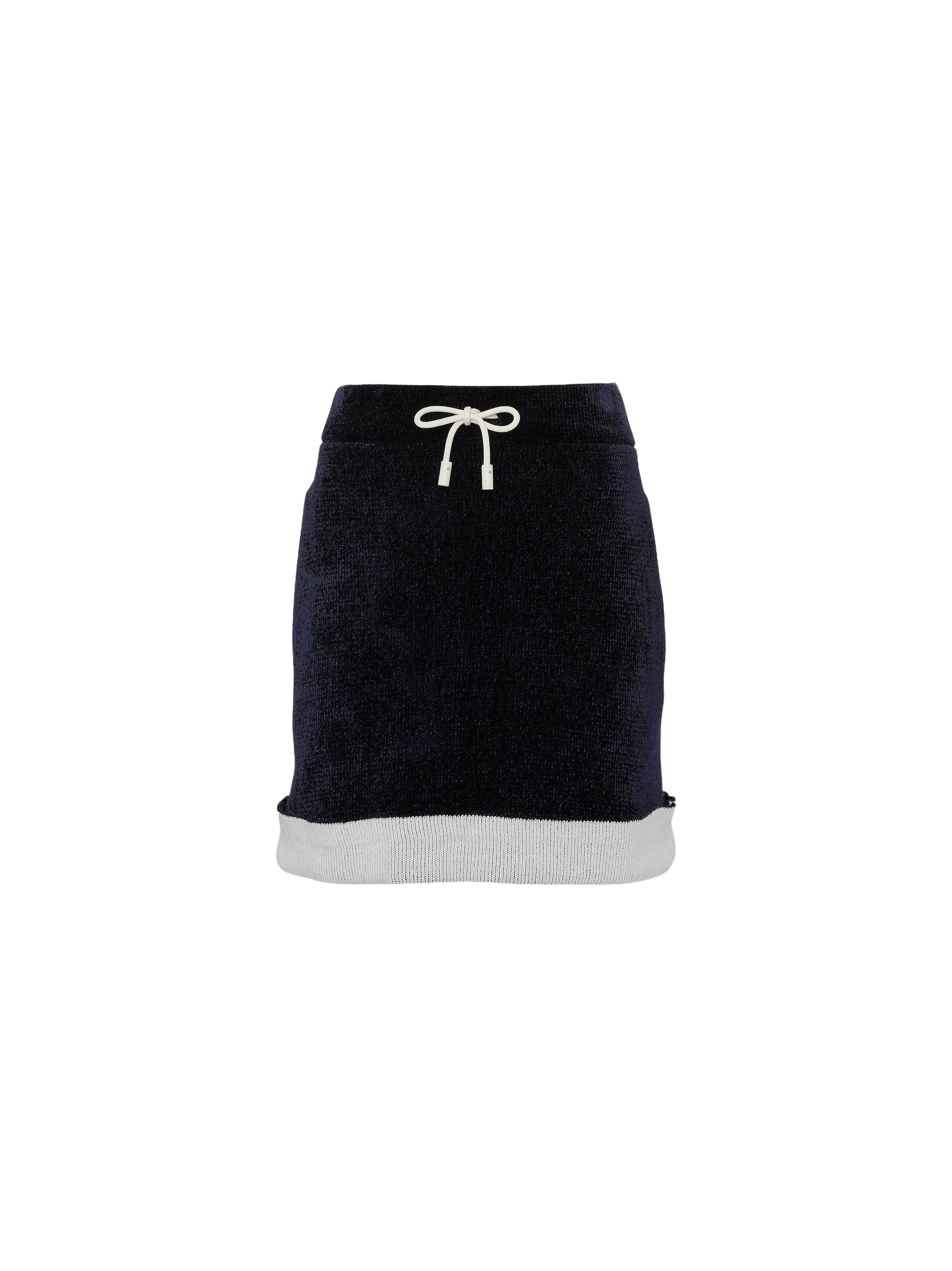 Short skirt with contrast hem in wool - Navy