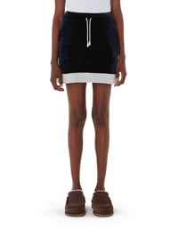 Jupe courte à ourlet contrasté en laine - Navy