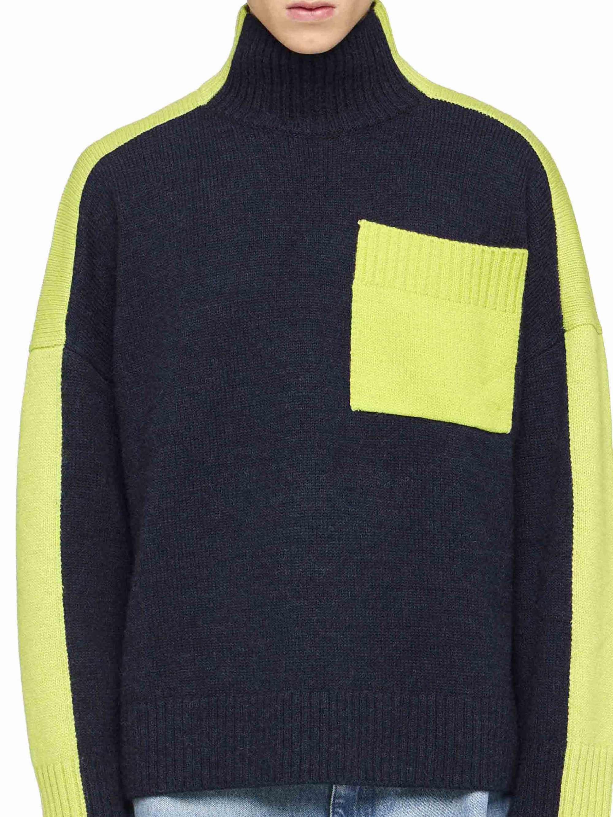 Pull À Poches Appliquées Bicolore - Navy/Electric Lime