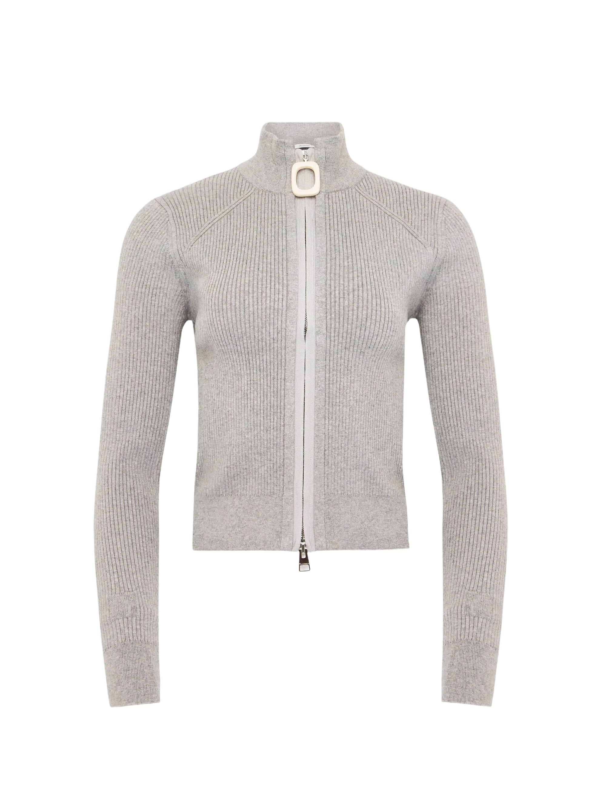 Cardigan Ajusté À Fermeture Éclair - Light Grey Melange