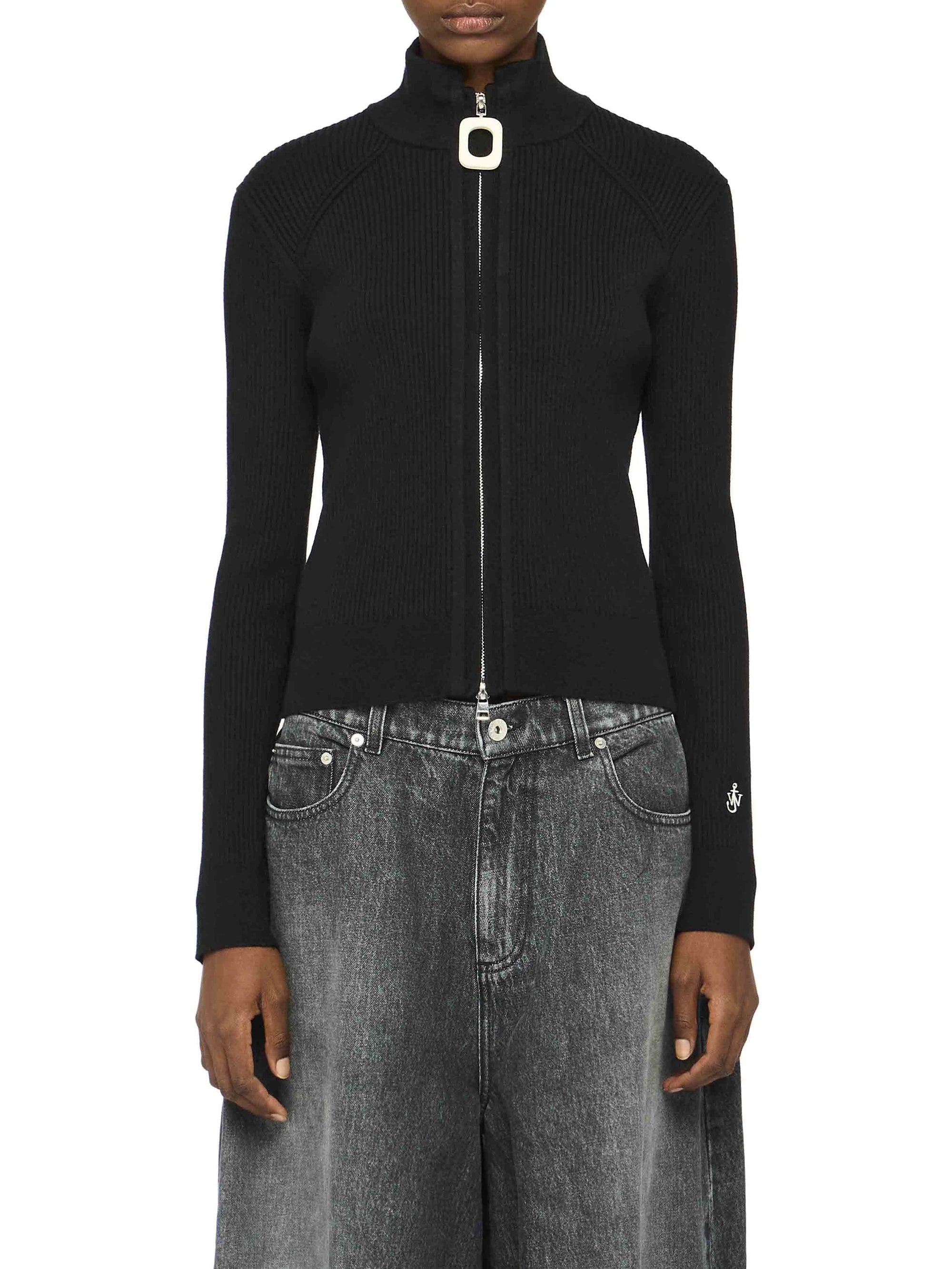 Cardigan Ajusté à Fermeture Éclair - Black