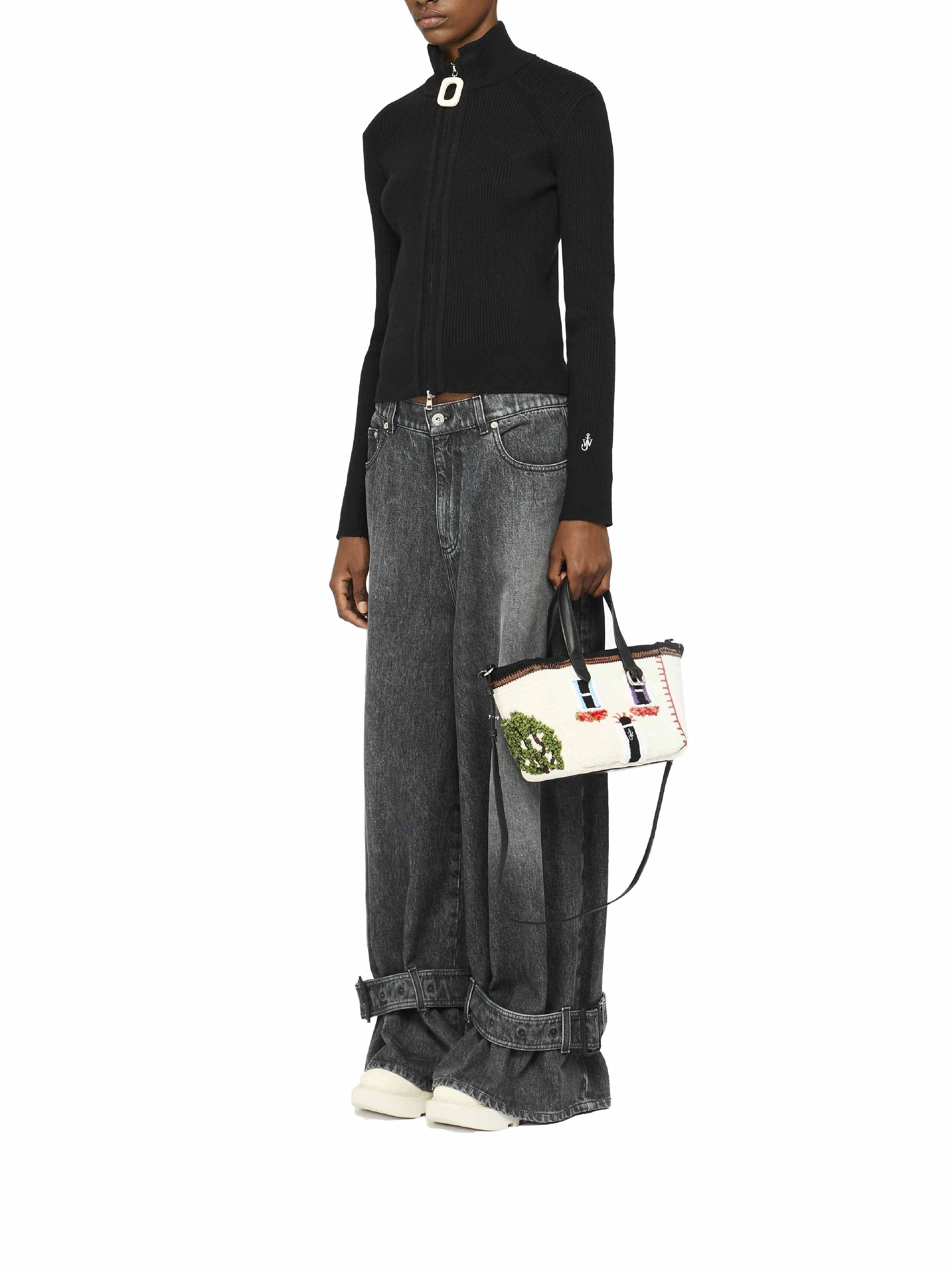 Waistcoat with zip and stand-up collar - Black