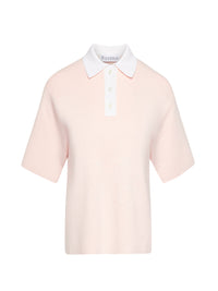 Polo court à broderies ancres - Blush