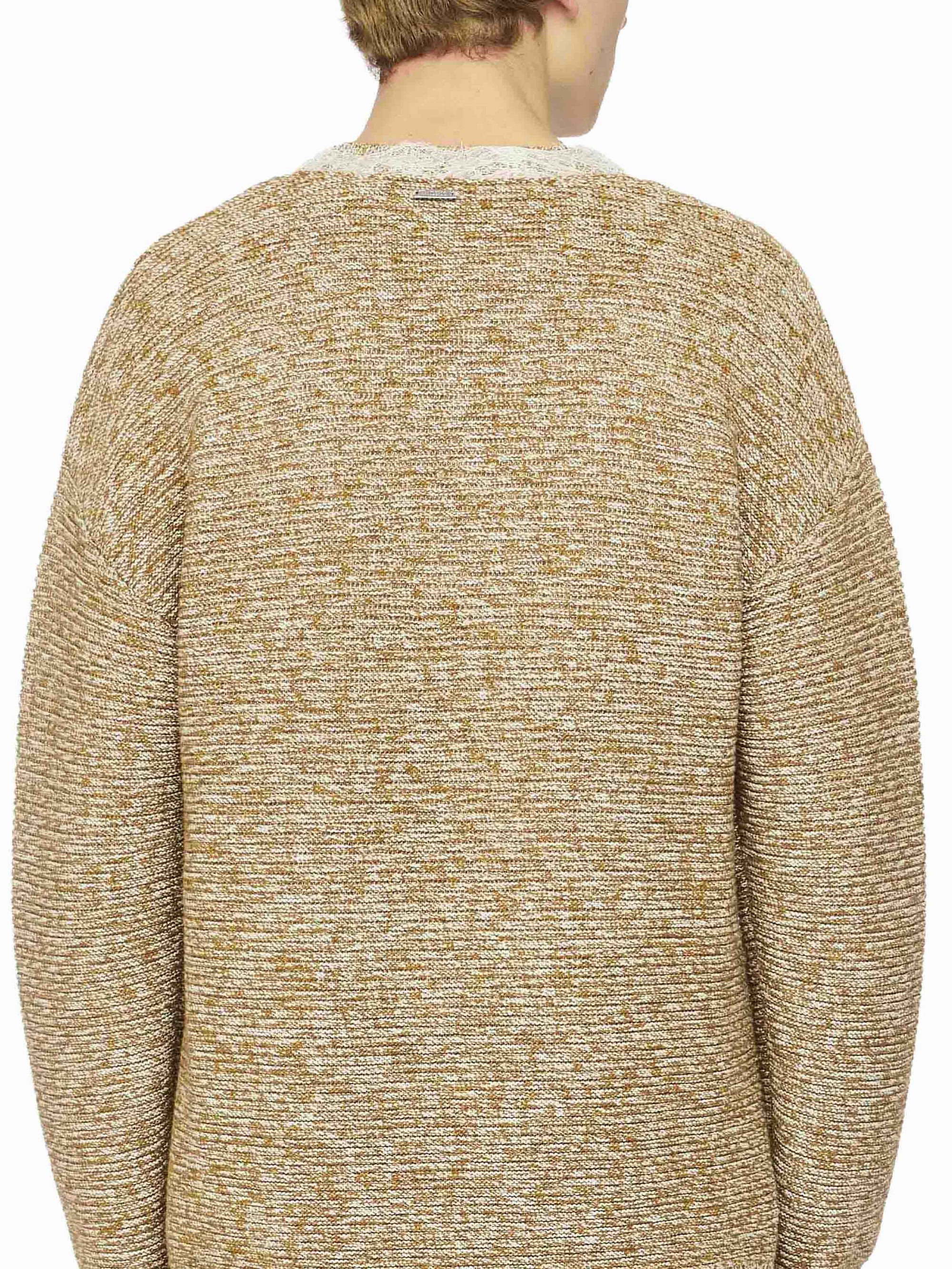 Pull À Col En V Avec Bordure En Dentelle - Cobblestone/Red