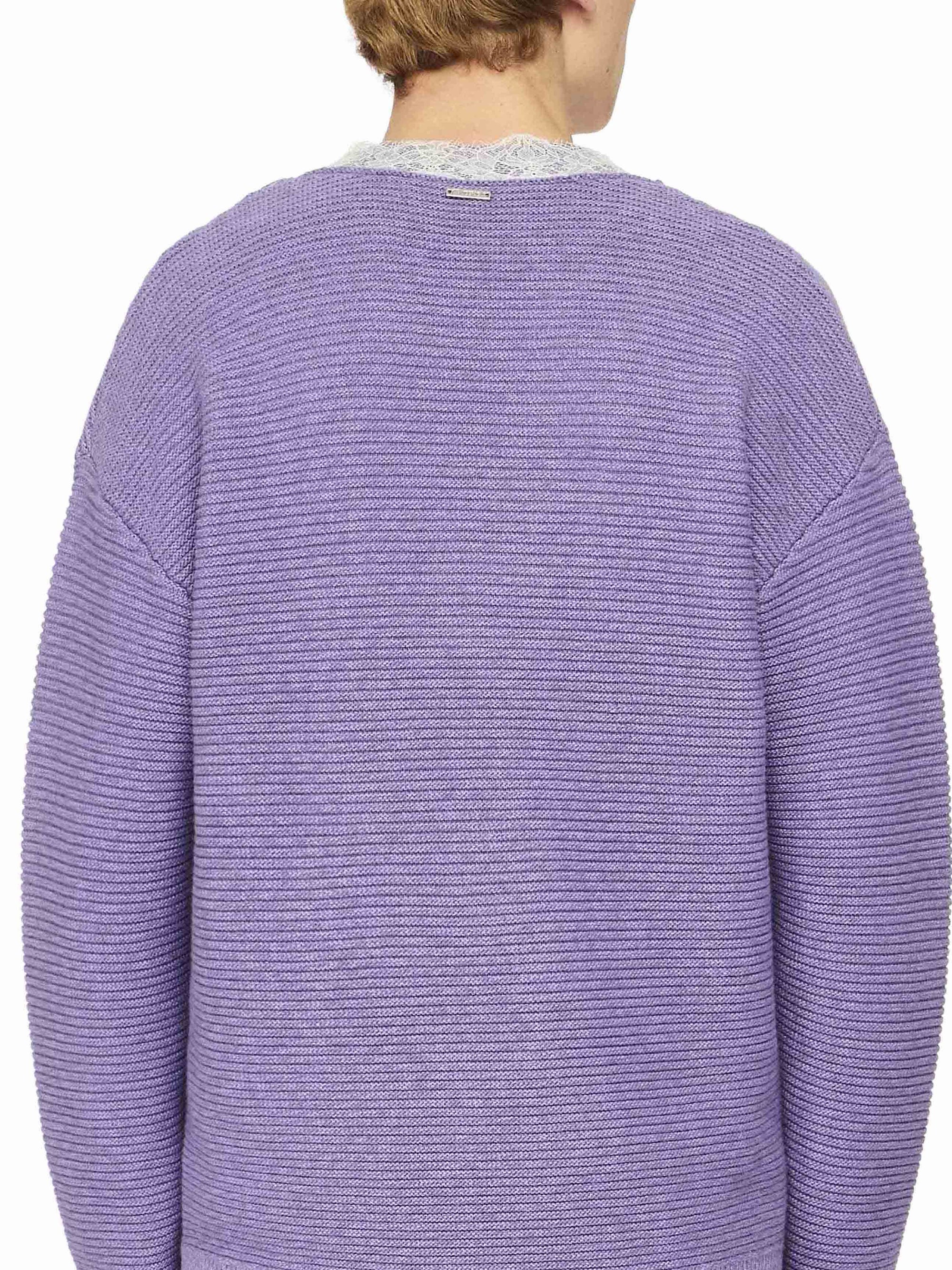 Pull À Col En V Avec Bordure En Dentelle - Lavender