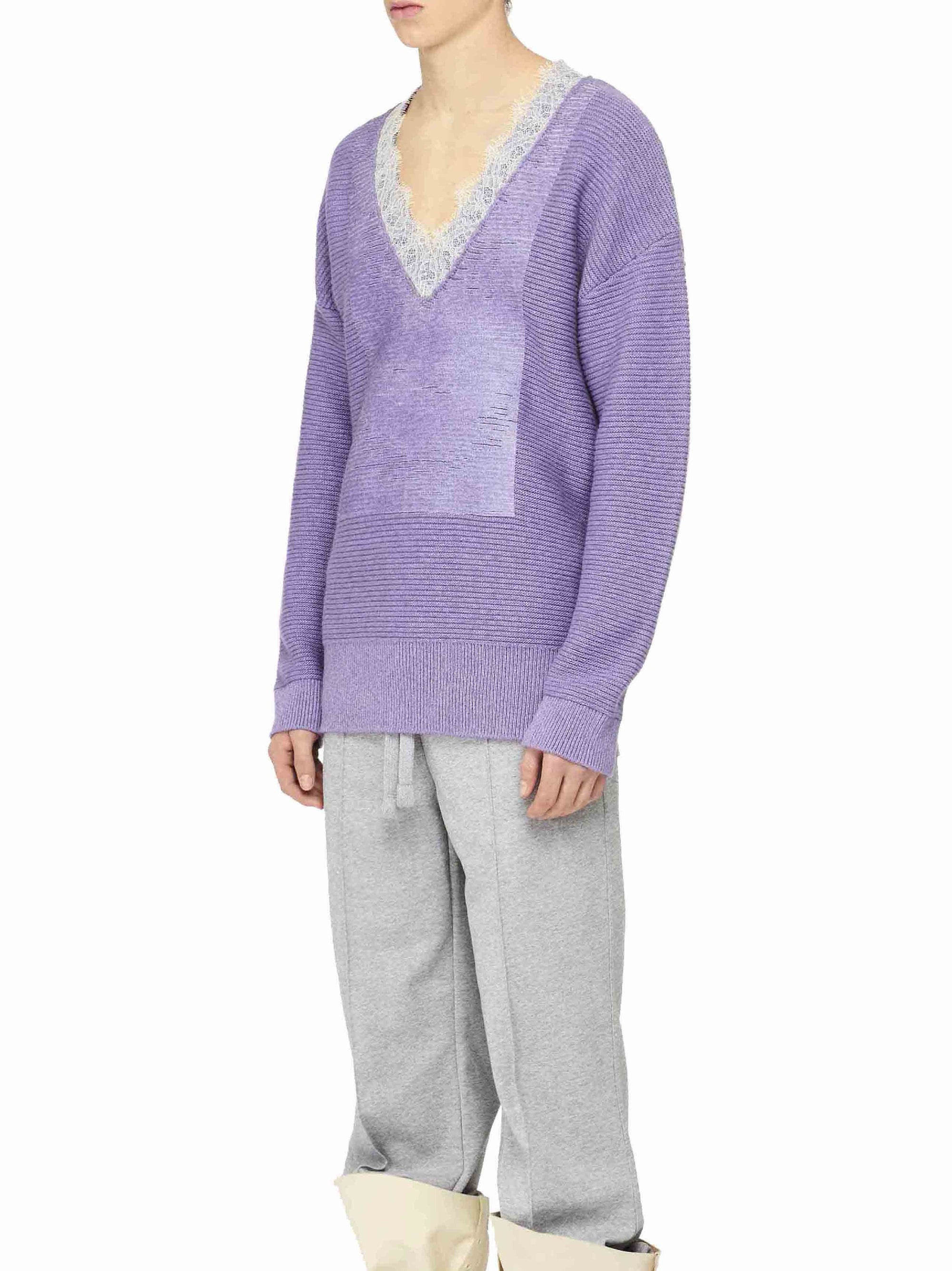 Wool blend V-neck jumper - Lavender