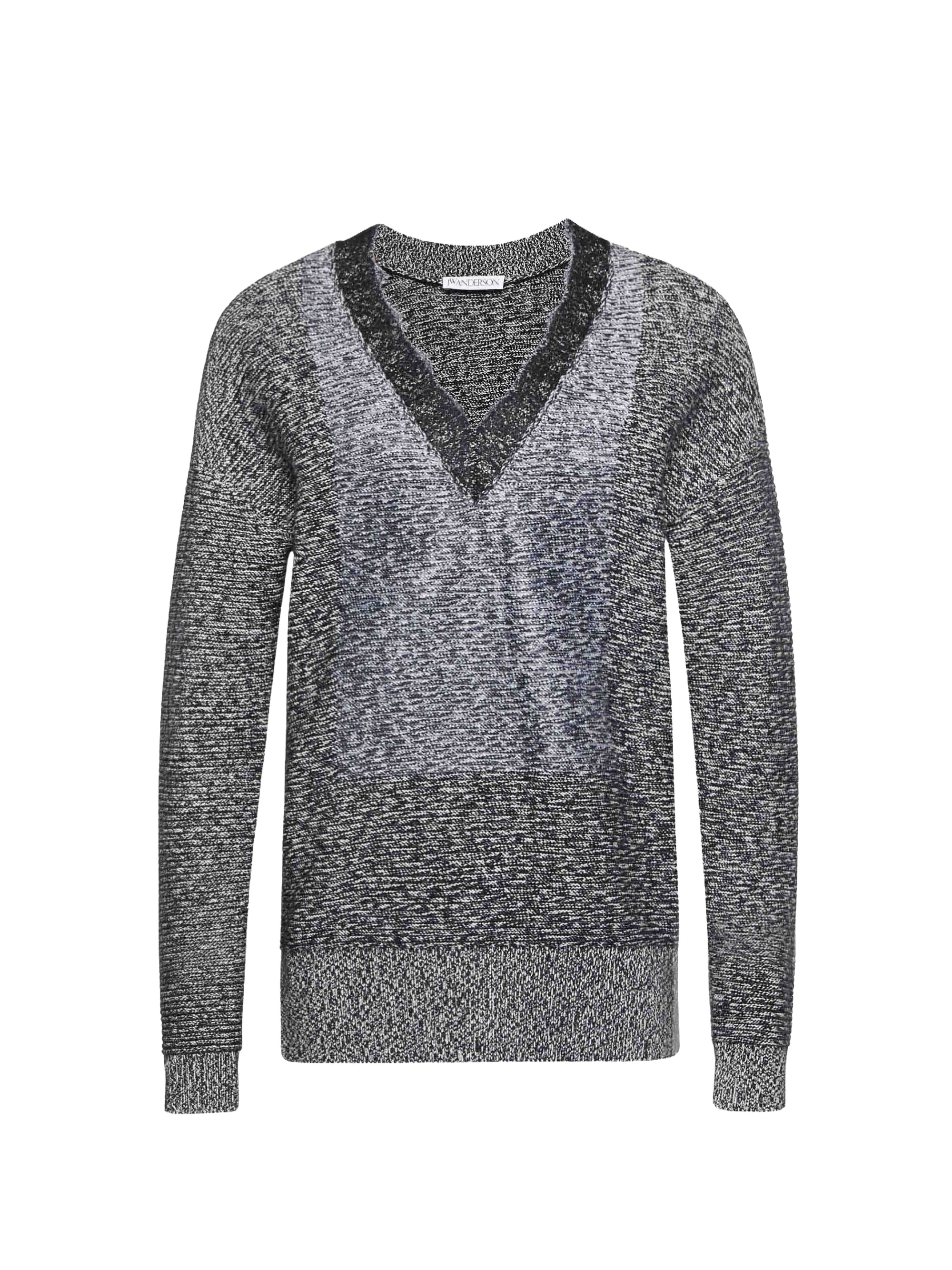 Pull À Col En V Avec Bordure En Dentelle - Black