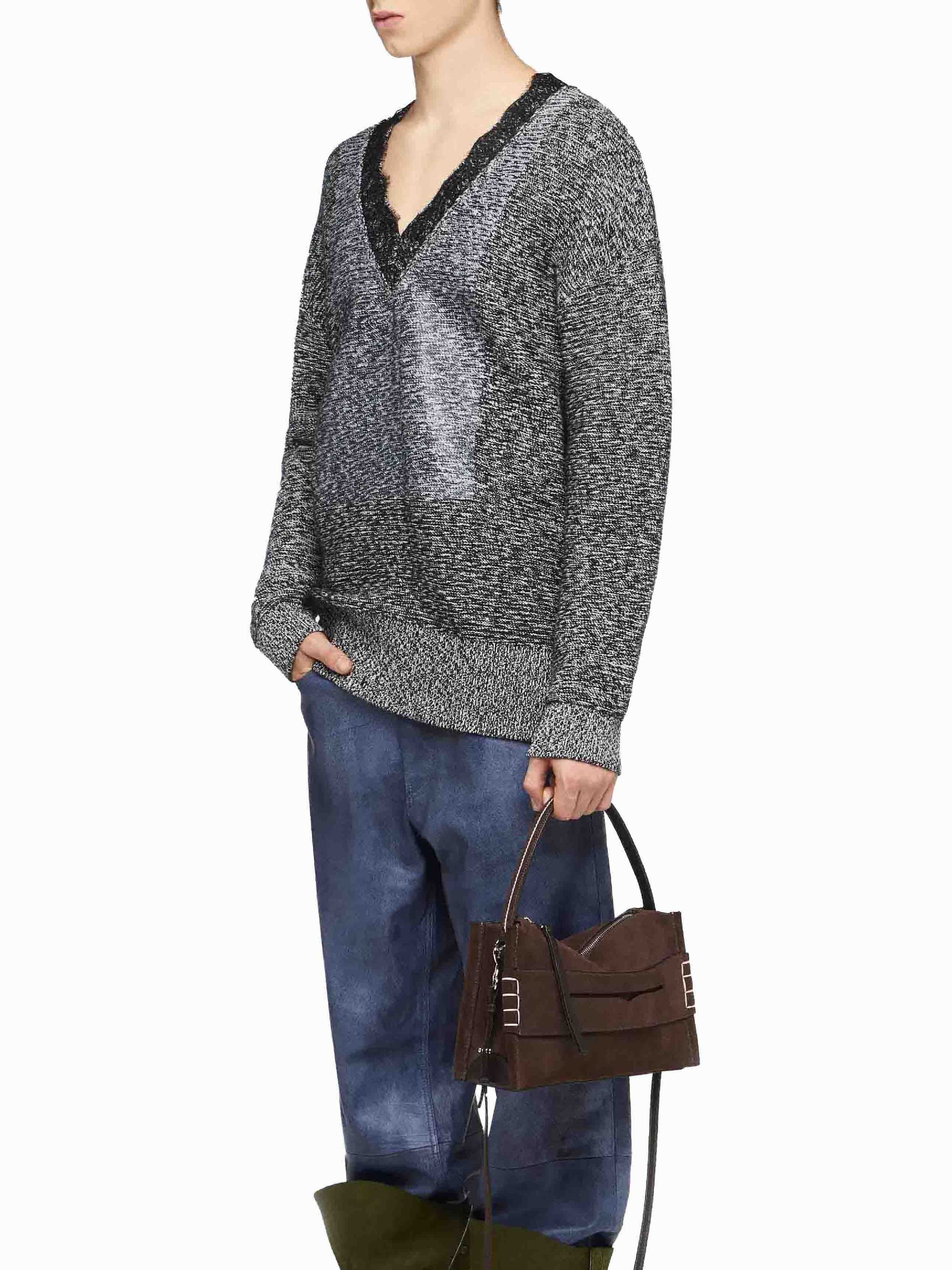 Wool blend V-neck jumper - Black
