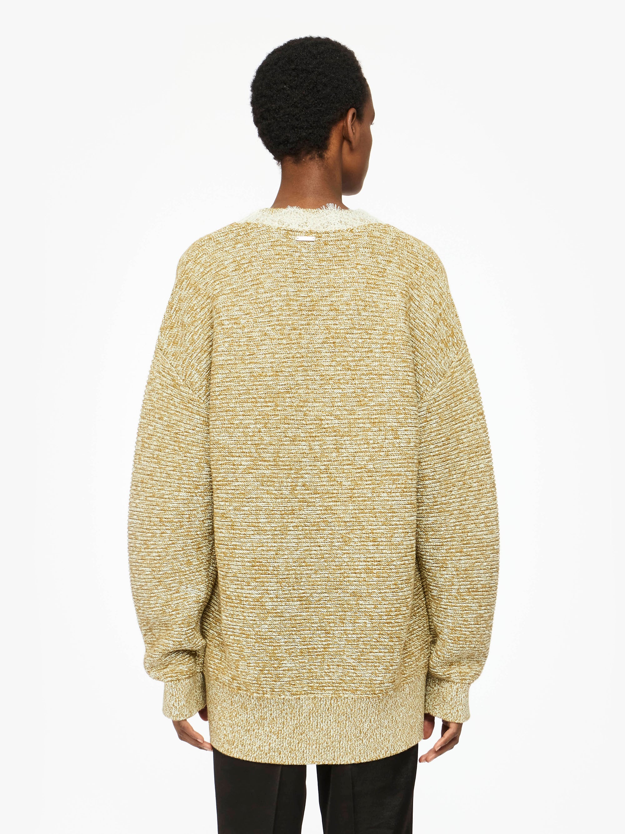 Pull À Col En V Avec Bordure En Dentelle - Cobblestone/Red
