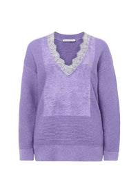 Wool blend V-neck jumper - Lavender