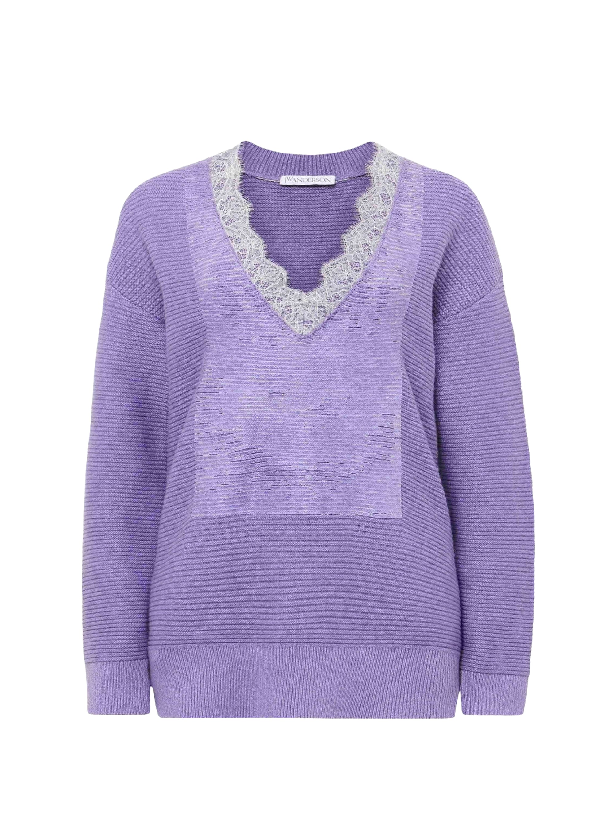 Wool blend V-neck jumper - Lavender