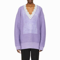 Wool blend V-neck jumper - Black