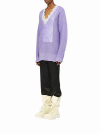 Wool blend V-neck jumper - Lavender