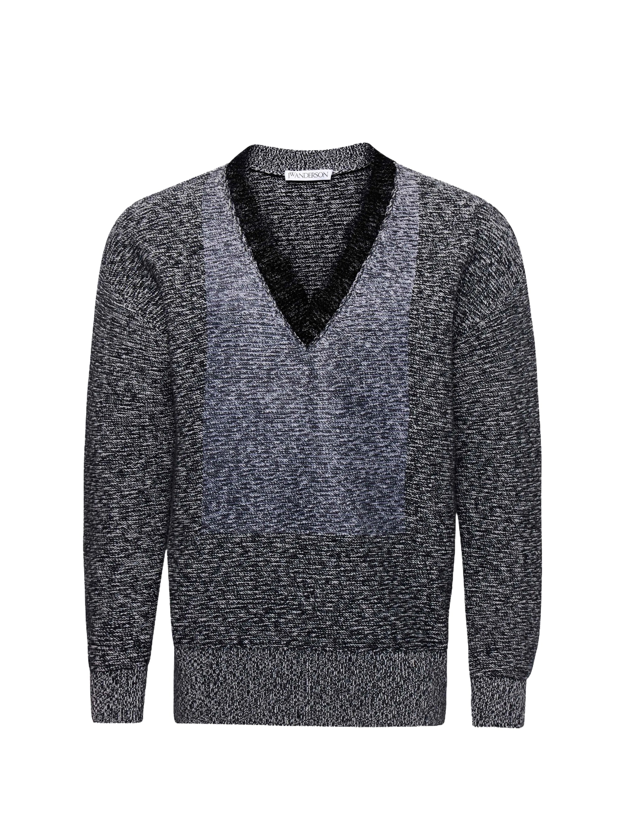 Wool blend V-neck jumper - Black