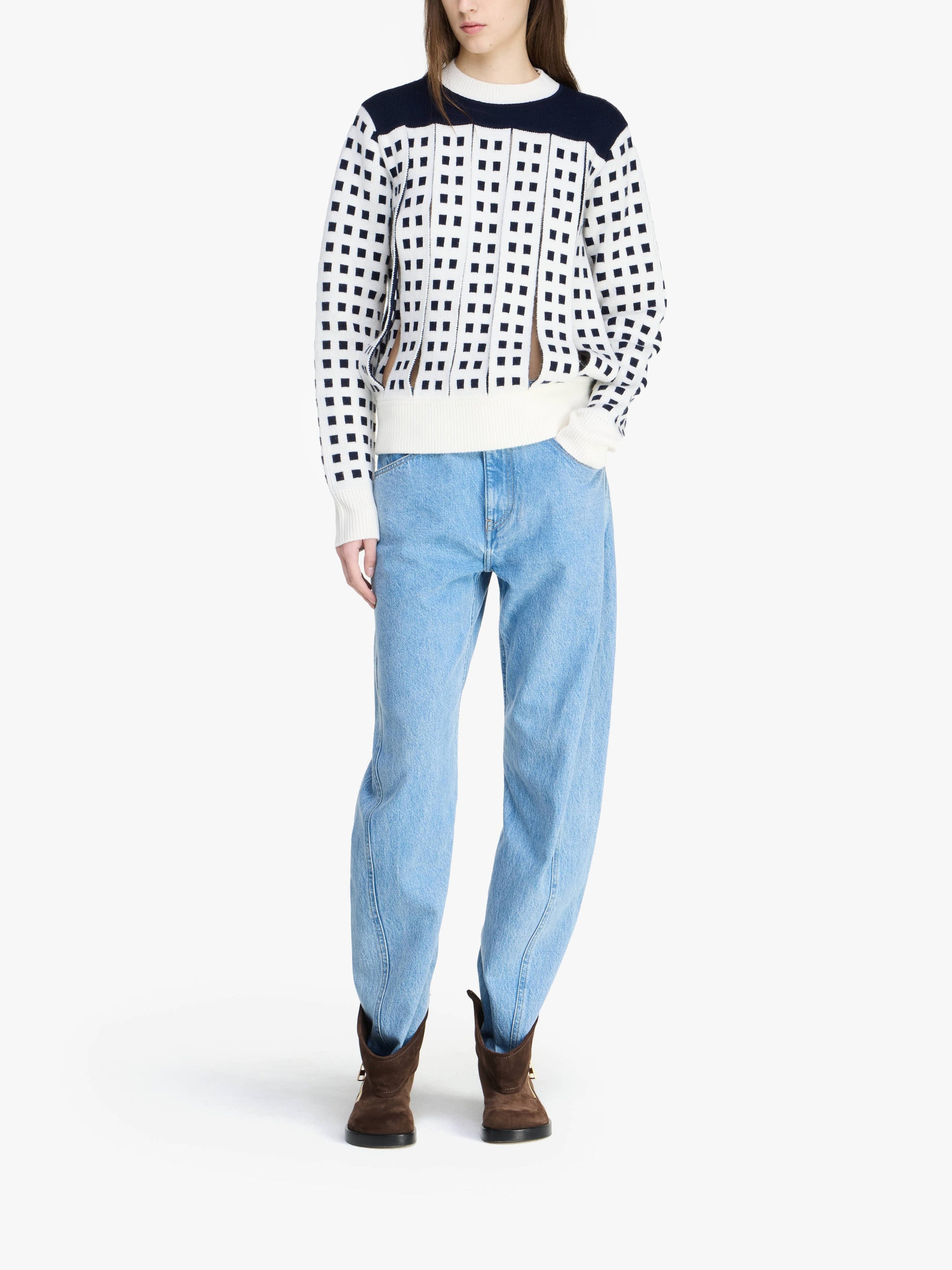 Pull À Fente En Jacquard - Off White