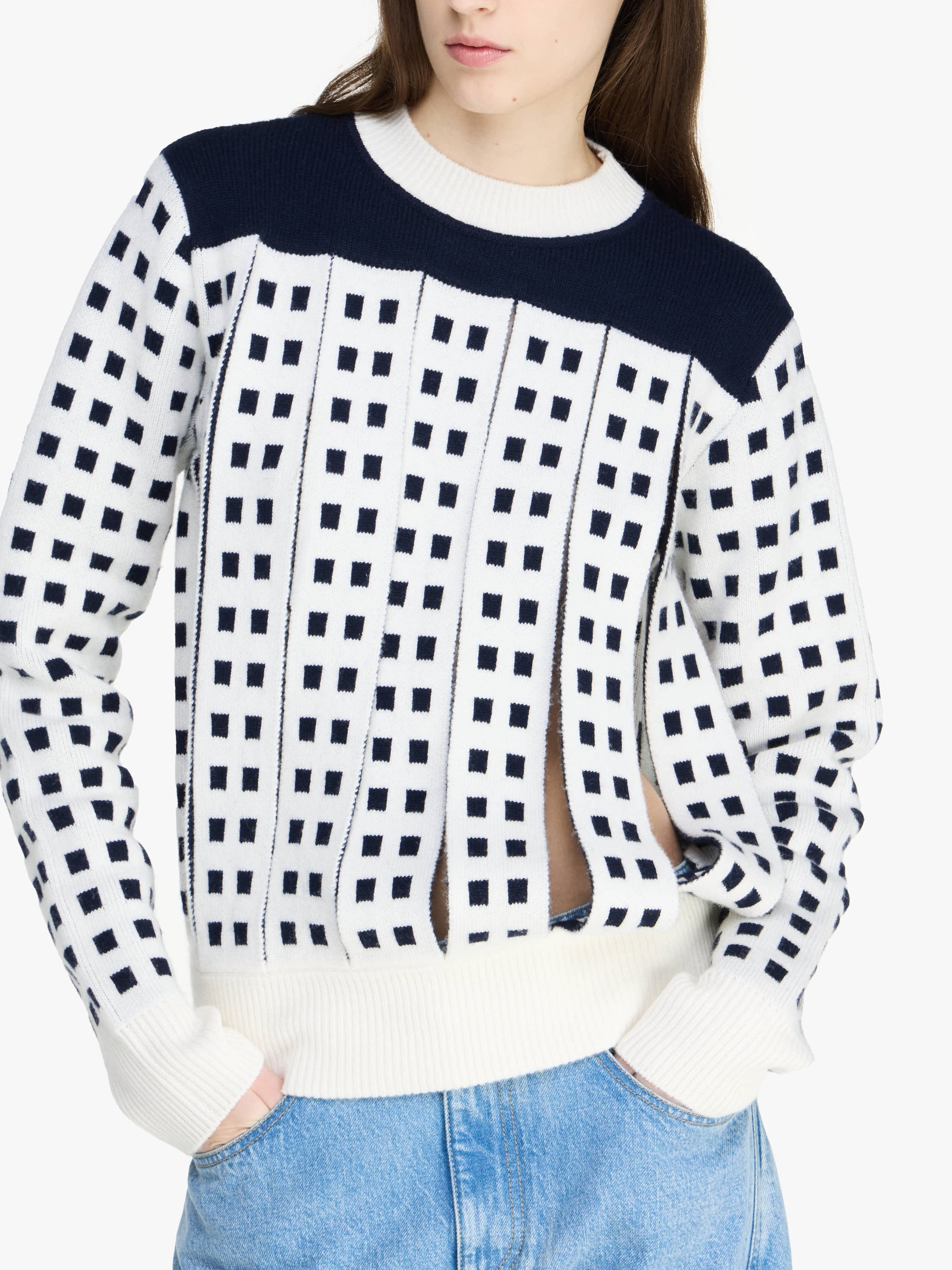 Pull À Fente En Jacquard - Off White