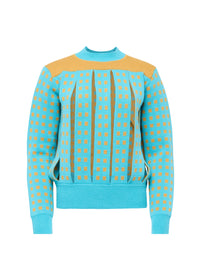 Pull À Fente En Jacquard - Turquoise