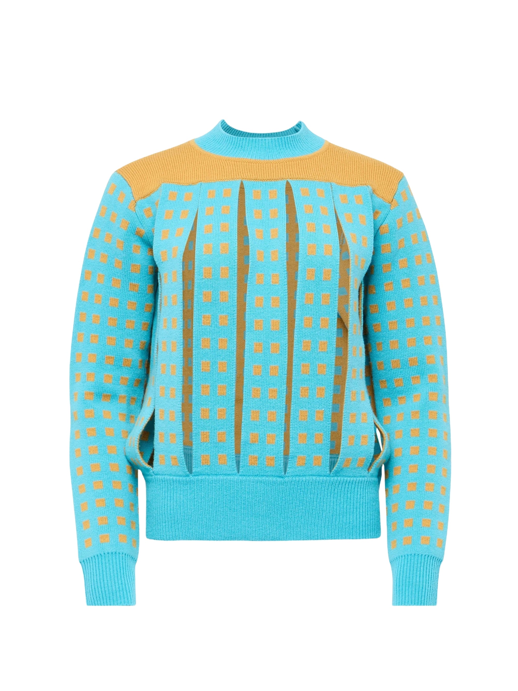 Pull À Fente En Jacquard - Turquoise